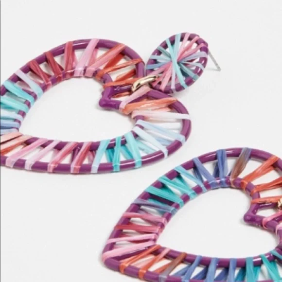 BaubleBar Regina Raffia Heart Earrings - Picture 2 of 6